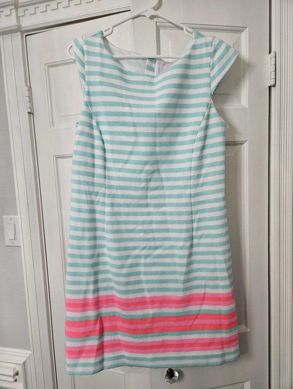 Lilly Pulitzer Lana Cap-Sleeve Engineer-Striped Dress Size Large